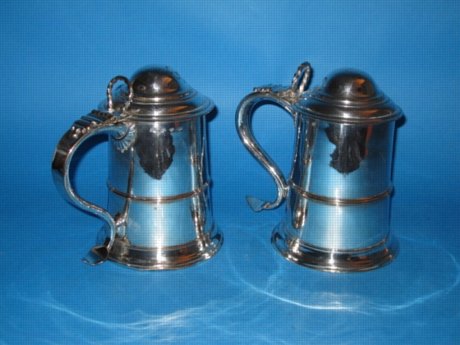 A Rare Pair of George III Tankards, by Henry Tudor & Co., circa1765-1770. - Click to enlarge and for full details.