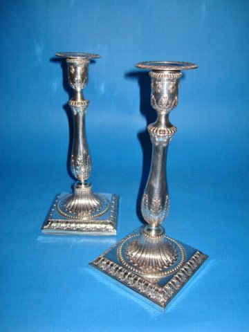 A Pair of George III Candlesticks by Winter, Parsons & Hall, circa 1778. - Click to enlarge and for full details.
