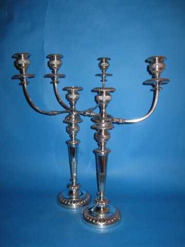 Pair George III Old Sheffield Plate Silver Candelabra, circa 1820. - Click to enlarge and for full details.