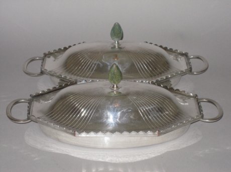 Pair George III Old Sheffield Plate Silver Tureen Dishes & Covers. Circa 1790. - Click to enlarge and for full details.