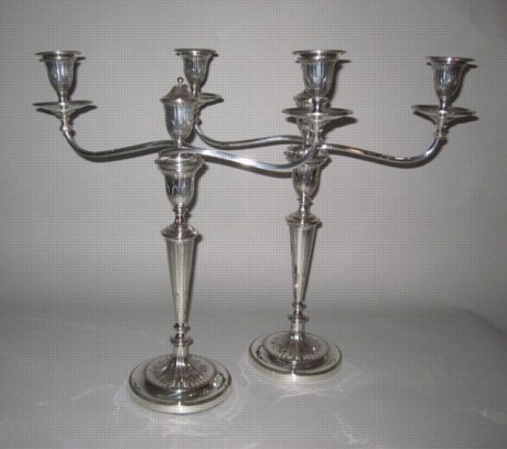 Pair George III Old Sheffield Plate Silver Candelabra, Circa 1780. - Click to enlarge and for full details.