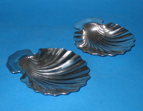 Pair Old Shefield Plate Silver Butter Shells. Circa 1790. - Click to enlarge and for full details.