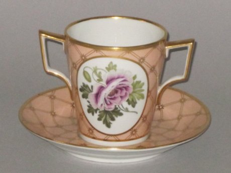 FLIGHT & BARR WORCESTER CHOCOLATE CUP & SAUCER. CIRCA 1792-1804 - Click to enlarge and for full details.