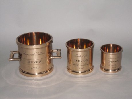 SET OF THREE IMPERIAL MEASURES, DEVON 1825 - Click to enlarge and for full details.