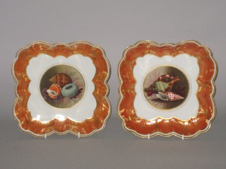 PAIR BARR FLIGHT & BARR WORCESTER DESSERT DISHES - Click to enlarge and for full details.
