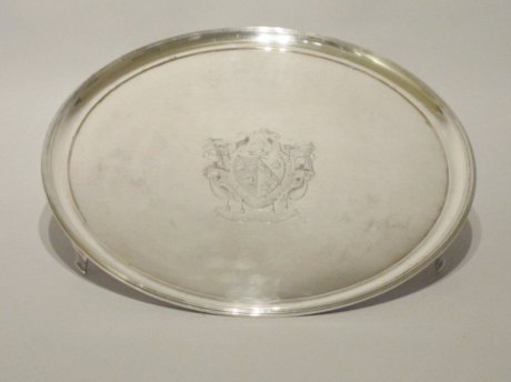 OLD SHEFFIELD PLATE SILVER SALVER, CIRCA 1780. - Click to enlarge and for full details.