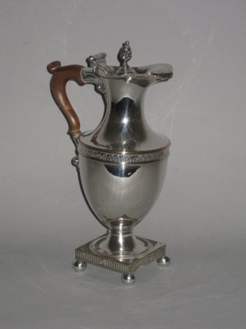 OLD SHEFFIELD PLATE SILVER HOT WATER JUG. CIRCA 1780 - Click to enlarge and for full details.