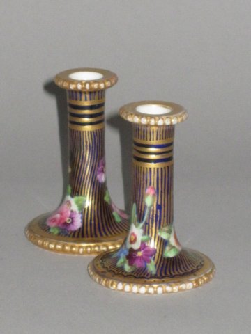 PAIR MINIATURE SPODE TAPERSTICKS. CIRCA 1815. - Click to enlarge and for full details.