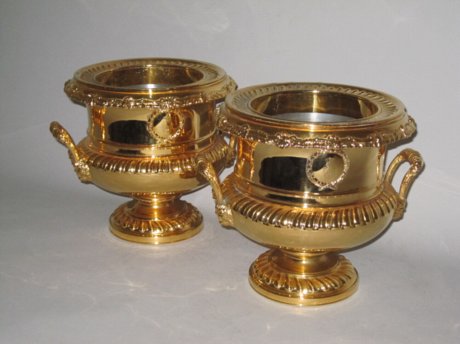 Pair Copper Gilt Wine Coolers, circa 1825 - Click to enlarge and for full details.
