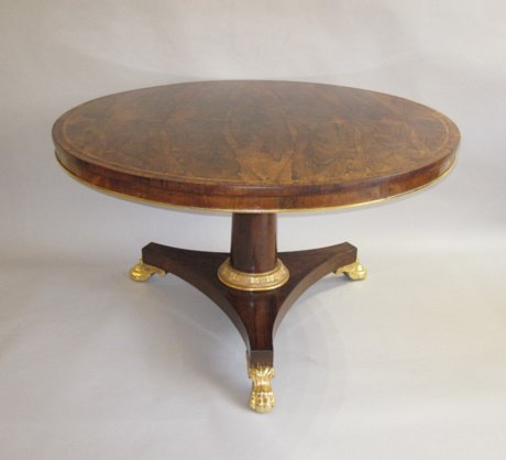 ​A REGENCY PERIOD ROSEWOOD & GILT CENTRE TABLE. ENGLISH CIRCA 1825 - Click to enlarge and for full details.