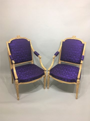 ​A PAIR OF IMPORTANT 18TH CENTURY ADAM PERIOD GILTWOOD DRAWING ROOM CHAIRS. ENGLISH CIRCA 1780. - Click to enlarge and for full details.