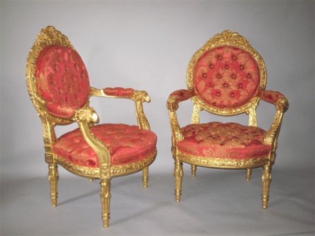 A PAIR OF EXCEPTIONAL MID 19TH CENTURY GILTWOOD OPEN ARMCHAIRS. ENGLISH CIRCA 1845. - Click to enlarge and for full details.