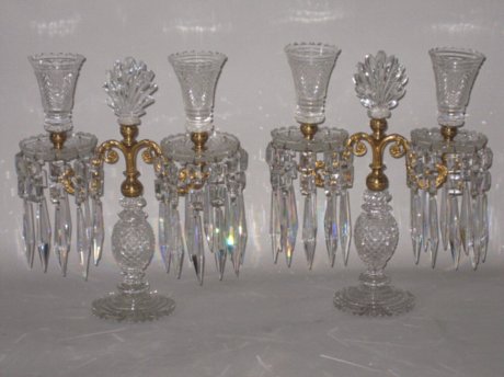 ​AN IMPORTANT PAIR OF REGENCY PERIOD CUT GLASS & ORMOLU TWIN BRANCH CANDELABRA GEORGE IV, CIRCA 1820. - Click to enlarge and for full details.