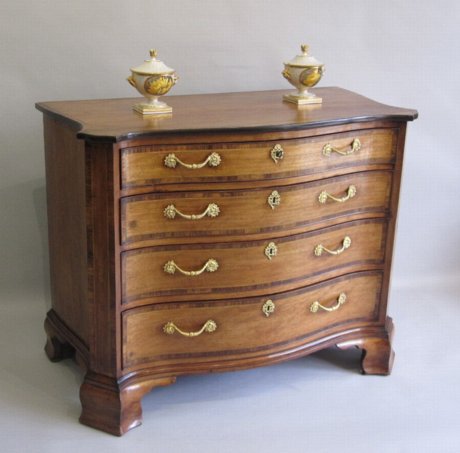 ​AN IMPORTANT SATINWOOD SERPENTINE COMMODE GEORGE III, CIRCA 1780. - Click to enlarge and for full details.