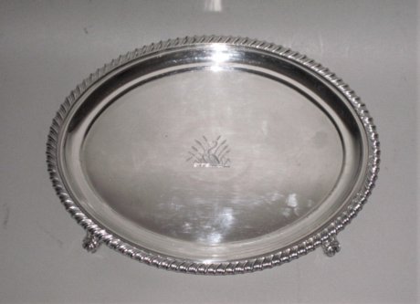 AN OLD SHEFFIELD PLATE SILVER SALVER GEORGE III, CIRCA 1800. - Click to enlarge and for full details.