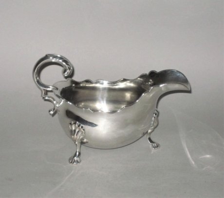 ​AN OLD SHEFFIELD PLATE SILVER SAUCE BOAT. GEORGE III, CIRCA 1775 - Click to enlarge and for full details.