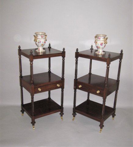 A REGENCY PERIOD ROSEWOOD WHATNOT Circa 1815 Together with one of a later date. - Click to enlarge and for full details.