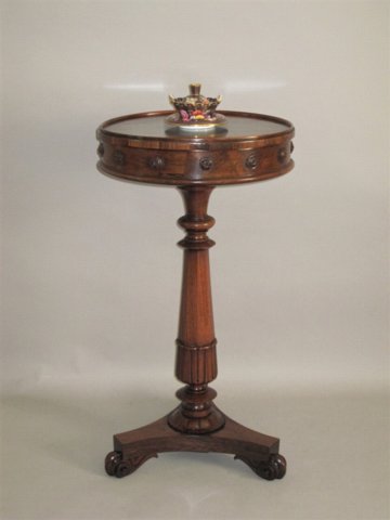 ​A RARE ROSEWOOD DRUM WORKTABLE. GEORGE IV, CIRCA 1825 - Click to enlarge and for full details.
