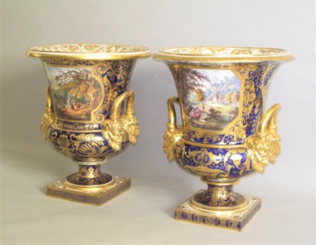 TWO LARGE DERBY PORCELAIN VASES. Robert Bloor & Co., circa 1815. - Click to enlarge and for full details.