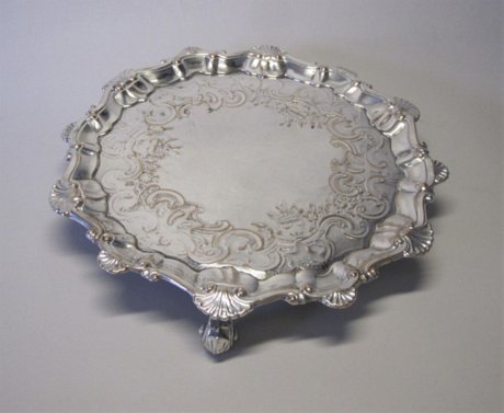  MATCHED PAIR OF EARLY OLD SHEFFIELD PLATE SILVER SALVERS, circa early 1760’s - Click to enlarge and for full details.