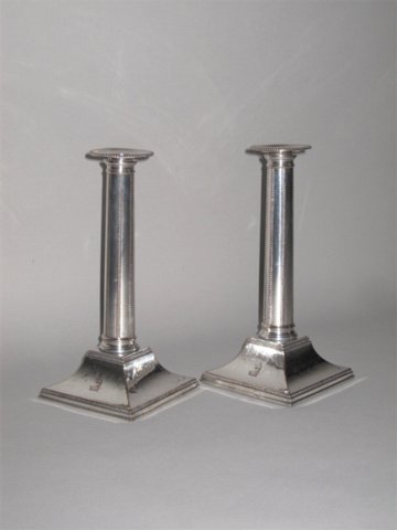 ​A PAIR OF 18TH CENTURY OLD SHEFFIELD PLATE CANDLESTICKS CIRCA 1780 - Click to enlarge and for full details.