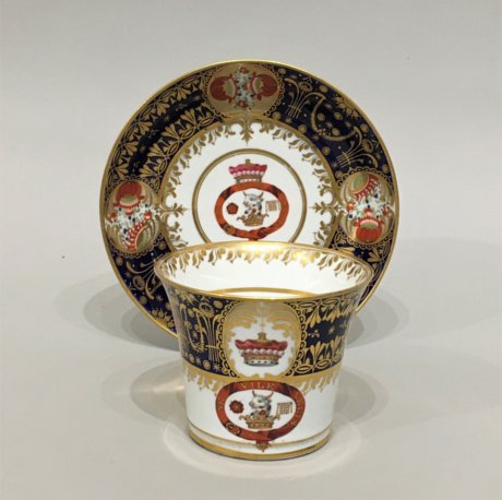 A CHAMBERLAIN WORCESTER COFFEE CUP & SAUCER FROM THE ABERGAVENNY TEA & COFFEE SERVICE. CIRCA 1813-14 - Click to enlarge and for full details.