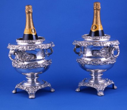 A Magnificent Pair of Old Sheffield Plate Wine Coolers - Click to enlarge and for full details.