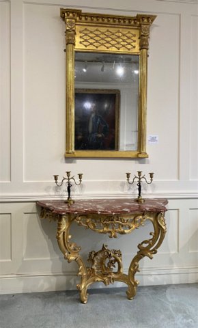 ​AN 18TH CENTURY ITALIAN GILWOOD & MARBLE CONSOLE TABLE, CIRCA 1775 - Click to enlarge and for full details.