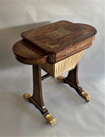 ​AN OUTSTANDING REGENCY ROSEWOOD AND BRASS INLAID READING/WORK TABLE, CIRCA 1820. - Click to enlarge and for full details.