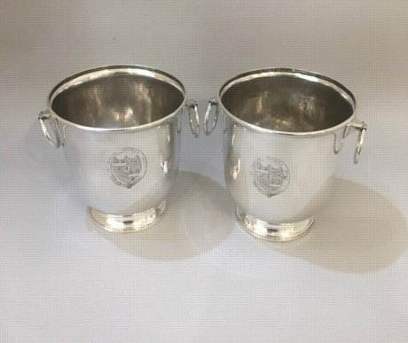 PAIR OF OLD SHEFFIELD PLATE SILVER ICE PAILS, CIRCA 1780 - Click to enlarge and for full details.