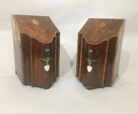 A PAIR OF 18TH CENTURY MAHOGANY KNIFE BOXES, CIRCA 1780 - Click to enlarge and for full details.