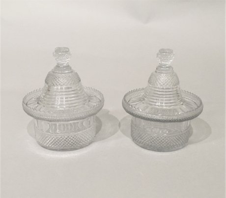 PAIR IRISH PRESERVE DISHES & COVERS, CIRCA 1800 - Click to enlarge and for full details.