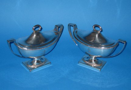 Pair of late 18th Century sauce tureens & covers - Click to enlarge and for full details.