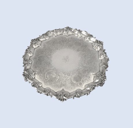 ​A FINE GEORGE III SILVER SALVER London 1781 by Robert Smith & Daniel Sharp.  - Click to enlarge and for full details.