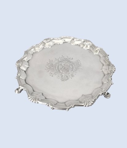 A FINE GEORGE II SILVER WAITER London 1751 by William Peaston. - Click to enlarge and for full details.
