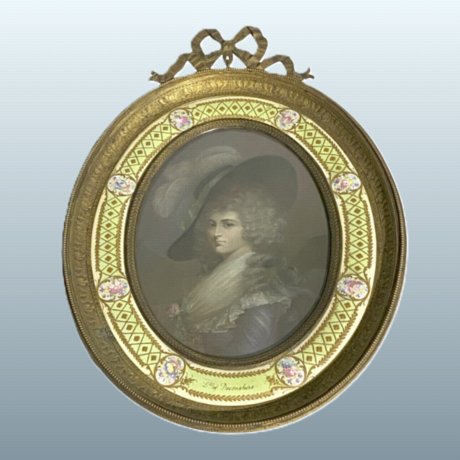 ​A Gilt Bronze & Enamel Framed Pastel Picture of the Duchess of Devonshire - Click to enlarge and for full details.