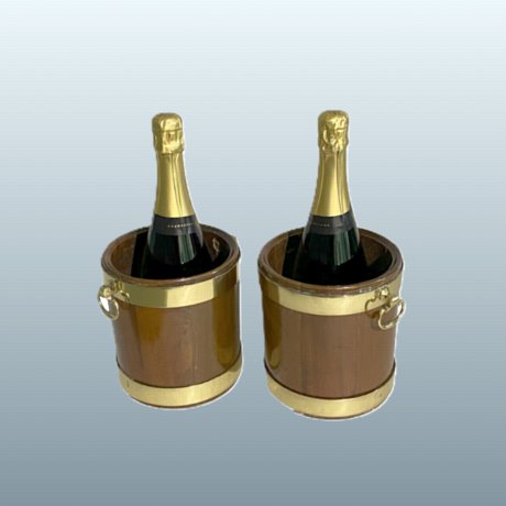  Pair of Small George III Mahogany & Brass Bound Wine Coolers, circa 1800 - Click to enlarge and for full details.