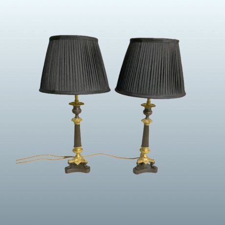 A Pair of Mid 19th Century Bronze & Ormolu Candlesticks, circa 1840 - Click to enlarge and for full details.