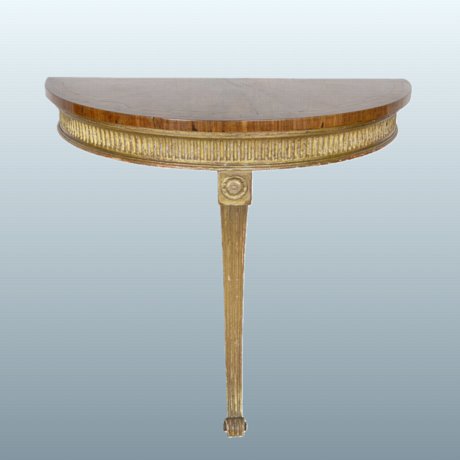 ​​A Fine George III Satinwood and Giltwood Demi-Lune Console Table, English, Circa 1775 - Click to enlarge and for full details.