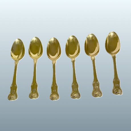 Set six silvergilt tablespoons, London 1823 - Click to enlarge and for full details.