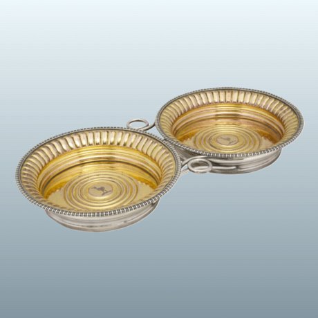 Old Sheffield & Gilt double wine coaster. - Click to enlarge and for full details.