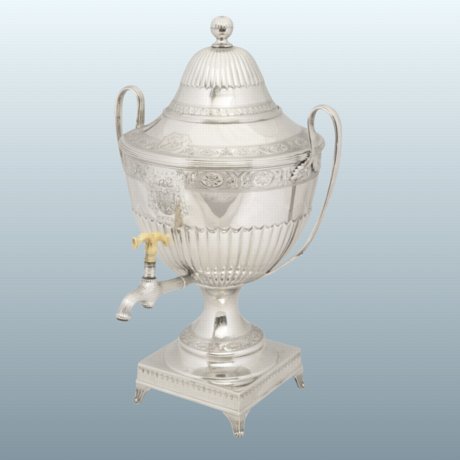Silver tea urn, London 1791, Fogelbery & Gilbert - Click to enlarge and for full details.