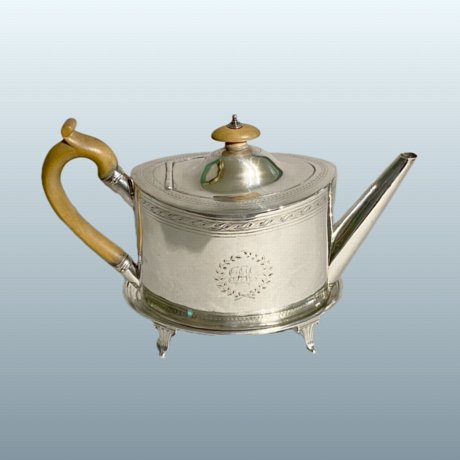 George III silver teapot and stand, 1801 - Click to enlarge and for full details.