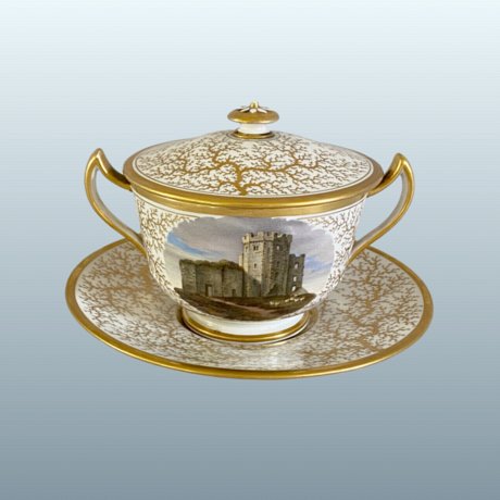 FLIGHT BARR & BARR WORCESTER PORCELAIN TWO HANDLED CUP, COVER AND STAND. CIRCA 1820. - Click to enlarge and for full details.