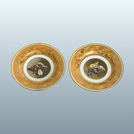 ​A Very Fine Pair of Barr Flight & Barr Worcester Porcelain Dessert plates, 1804-1807. Painted in the manner of Thomas Baxter (1782-1821) - Click to enlarge and for full details.
