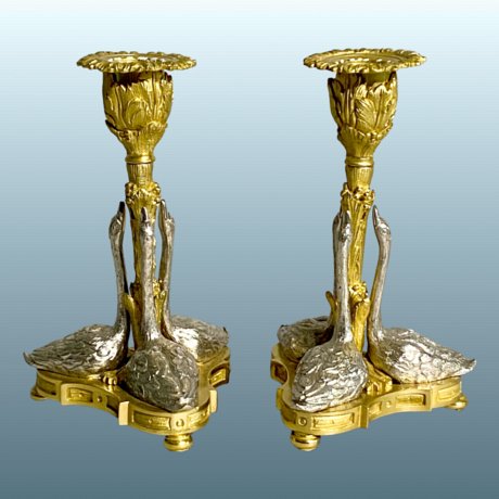 A Pair of William IV Ormolu Candlesticks  After a Design by William Bateman II for Rundell, Bridge & Rundell, 1834 - Click to enlarge and for full details.
