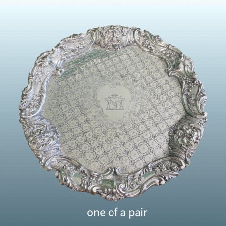 ​A Pair of Old Sheffield Plate Silver Salvers Circa 1825. - Click to enlarge and for full details.