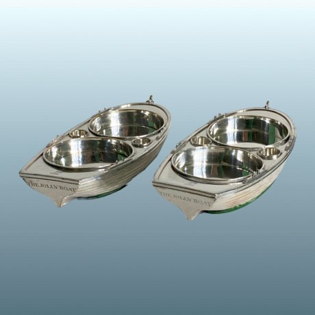 A FINE  & RARE PAIR OF OLD SHEFFIED PLATE SILVER “JOLLY BOATS” Circa 1800 - Click to enlarge and for full details.
