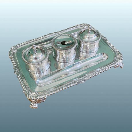 An Old Sheffield Plate Silver Inkstand  By Matthew Boulton, circa 1810 - Click to enlarge and for full details.