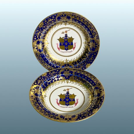 Fine Pair of Chamberlains Worcester Armorial Dessert Dishes, circa 1815 - Click to enlarge and for full details.
